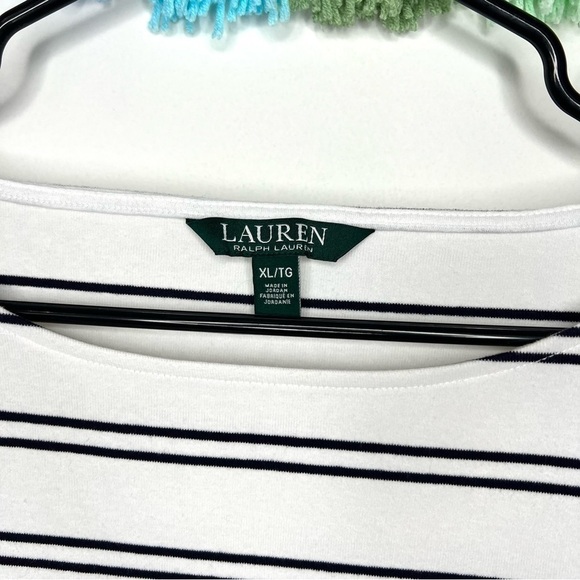 Lauren Ralph Lauren Boatneck Short Sleeve Stripe Cotton T-Shirt Size Extra Large - Picture 6 of 15
